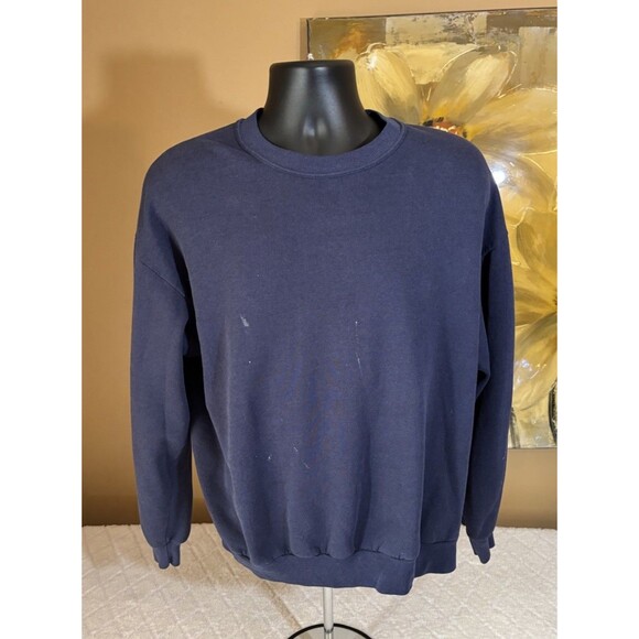 Vintage Jerzees USA Made Solid Blue Sweatshirt Men’s Size XL See Details - Picture 1 of 15